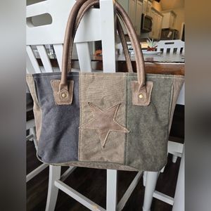Myra Leather and Canvas Tote Bag